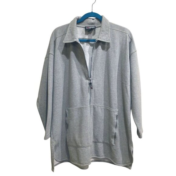 Company Ellen Tracy Vintage Womens Gray Zip-Up Minimalist Sweater Jacket L - Picture 2 of 11